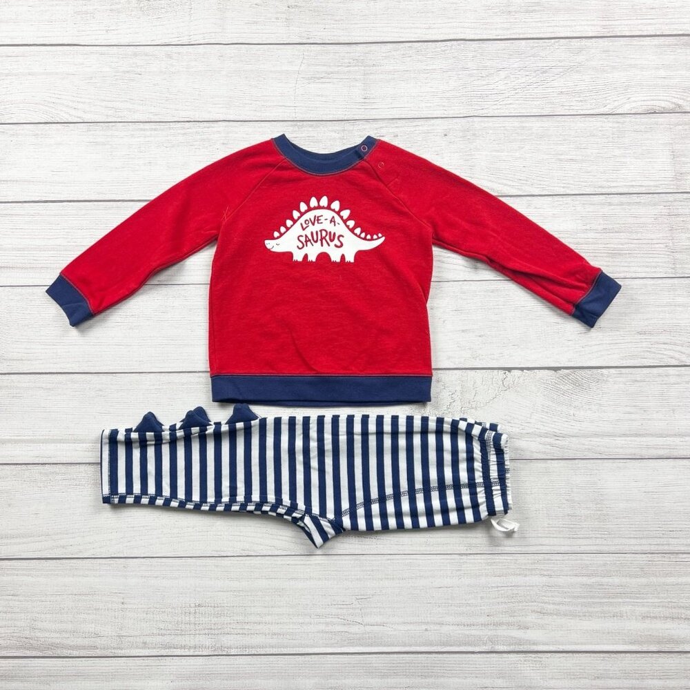 Cat & Jack Stripe Dinosaur Love Valentine's Day Outfit